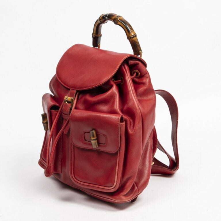 GUCCI - Sac à dos "Bamboo" GM - "Bamboo"GM backpack - - Cuir lisse rouge - Red…