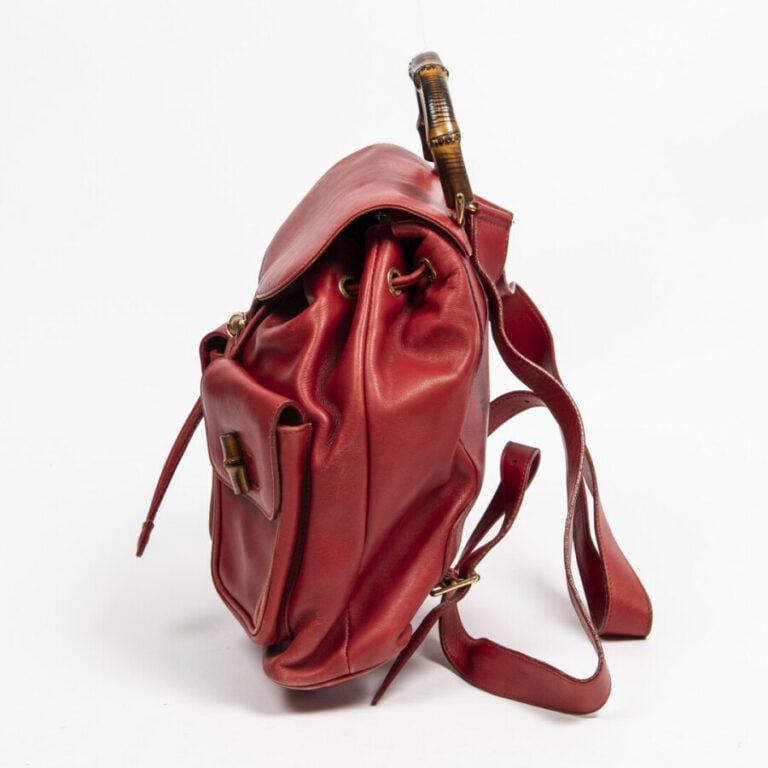 GUCCI - Sac à dos "Bamboo" GM - "Bamboo"GM backpack - - Cuir lisse rouge - Red…