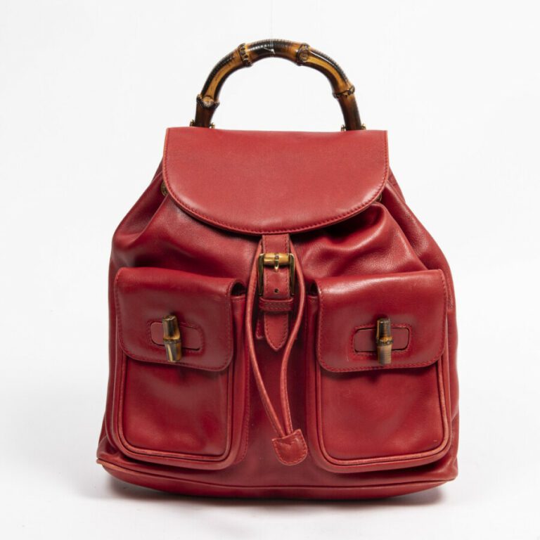 GUCCI - Sac à dos "Bamboo" GM - "Bamboo"GM backpack - - Cuir lisse rouge - Red…