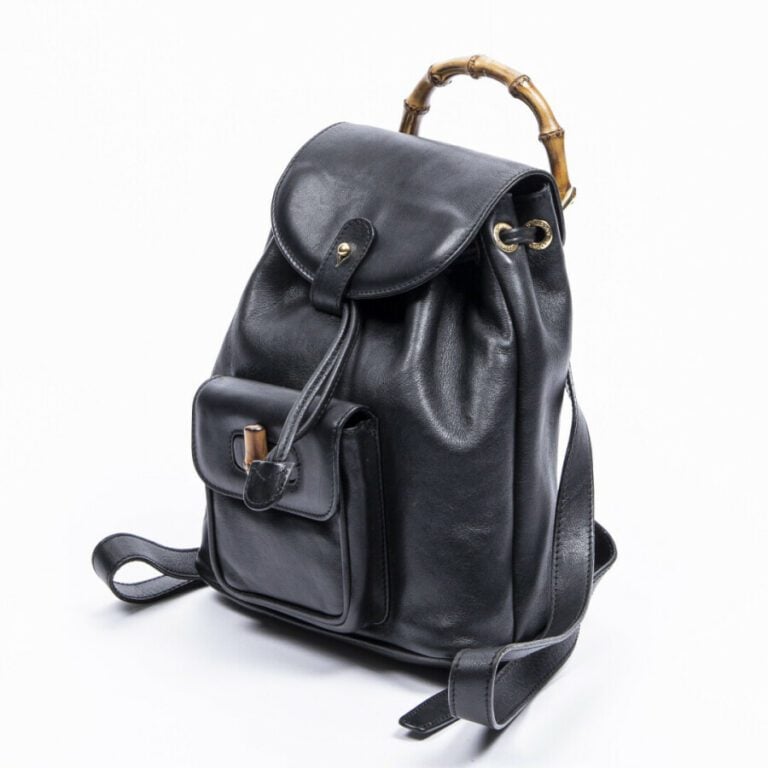 GUCCI - Sac à dos "Bamboo" PM - "Bamboo" PM backpack - - Cuir lisse noir - Blac…