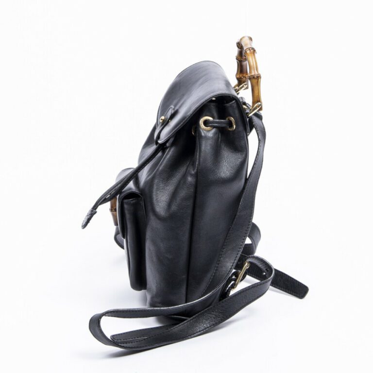 GUCCI - Sac à dos "Bamboo" PM - "Bamboo" PM backpack - - Cuir lisse noir - Blac…
