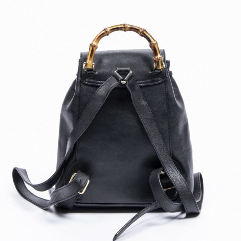GUCCI - Sac à dos "Bamboo" PM - "Bamboo" PM backpack - - Cuir lisse noir - Blac…