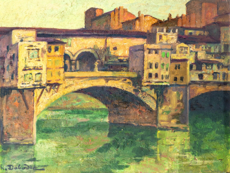 Henri DABADIE (1867-1949) - Ponte Vecchio à Florence - Huile sur panneau, signé…