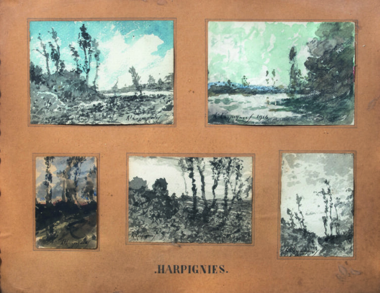 Henri Joseph HARPIGNIES (1819-1916) - Cinq paysages dans un même encadrement -…