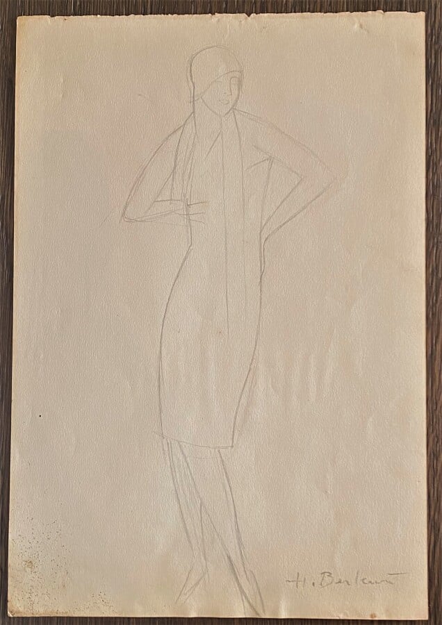 Henryk BERLEWI (1894-1967) - Femme en pied - Dessin sur papier, signé en bas à…