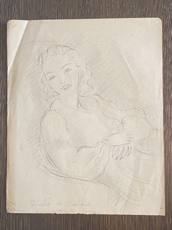 Henryk BERLEWI (1894-1967) - Portrait de violoniste, 1943 - Dessin sur papier,…