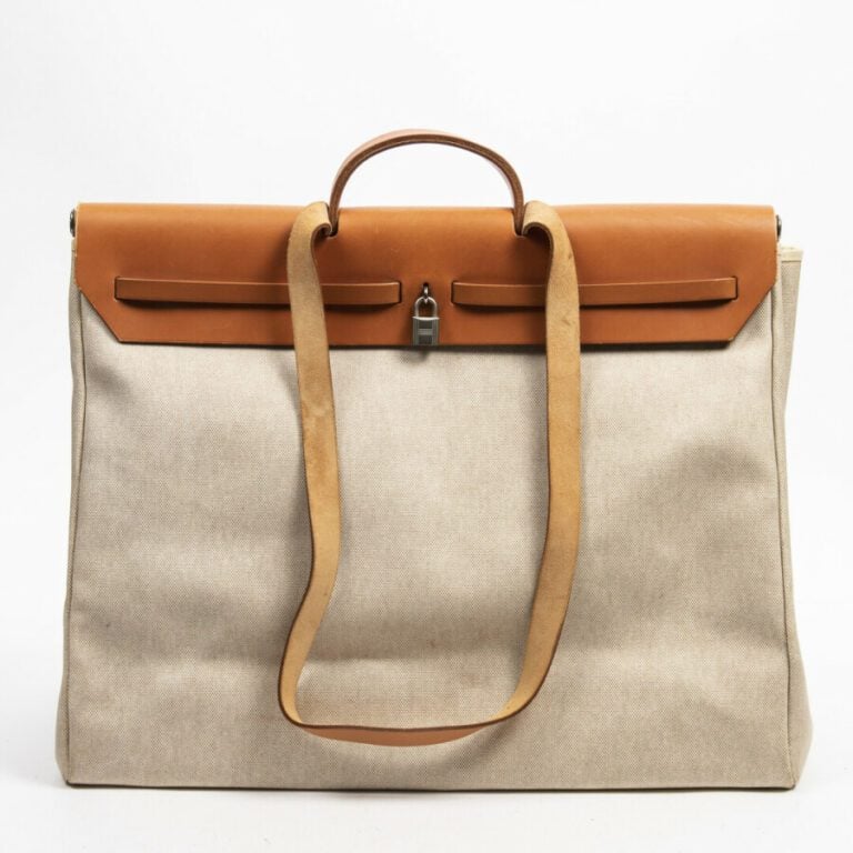 HERMÈS - 1999 - Sac "Herbag" GM - "Herbag" GM bag - - Toile "Officier", veau Ba…