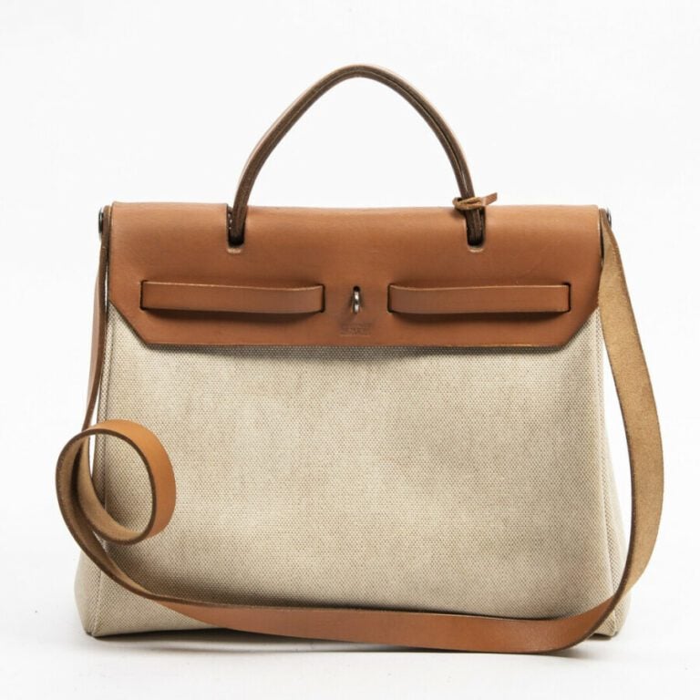 HERMÈS - 2001 - Sac "Herbag" PM - "Herbag" PM bag - - Toile "Officier", veau Ba…