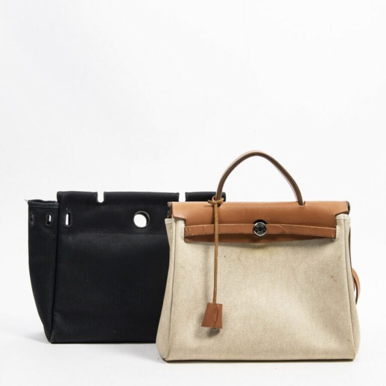 HERMÈS - 2001 - Sac "Herbag" PM - "Herbag" PM bag - - Toile "Officier", veau Ba…