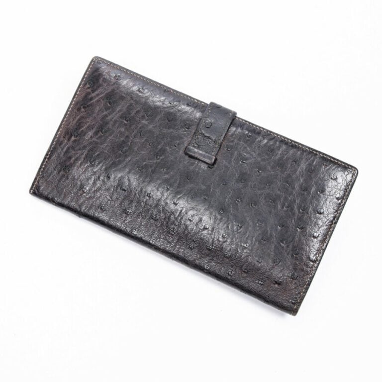 HERMÈS - 2005 - Portefeuille "Bearn" - "Bearn" wallet - - Autruche ébène, chèvr…