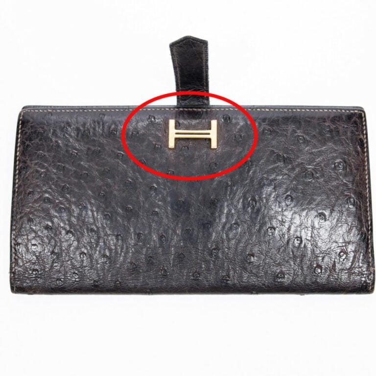 HERMÈS - 2005 - Portefeuille "Bearn" - "Bearn" wallet - - Autruche ébène, chèvr…