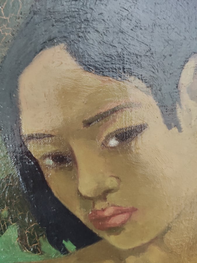HUA TIANYOU (1902-1986) - Jeune fille à la fleur de vanille - Huile sur toile -…