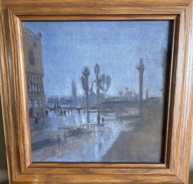 Hugues ABSIL "Vue de Venise" Huile sur toile, signée en bas à droit. 30 x 30 cm…