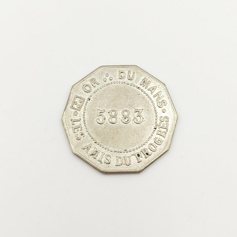 IIIe République (1870-1940). Jeton en maillechort de l'Orient du Mans, 5883 (18…