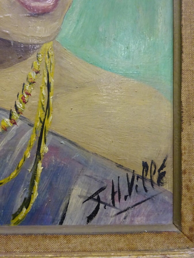 J. H. VILLE - Portrait d'une jeune laotienne - Huile sur isorel - Signé en bas…