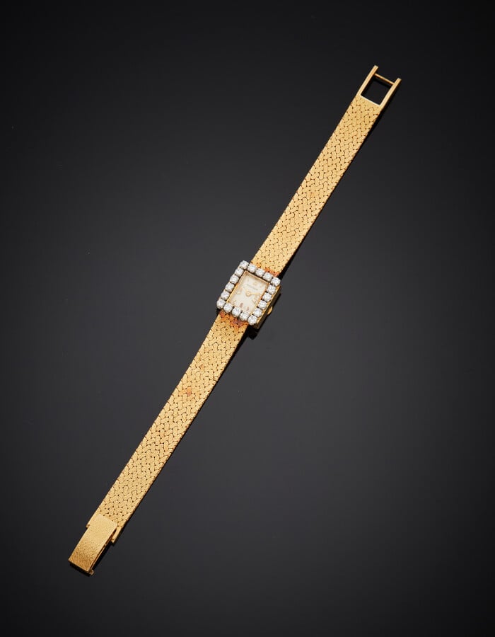 JAEGER LECOULTRE - BRACELET MONTRE rectangulaire de dame en platine (950) et or…