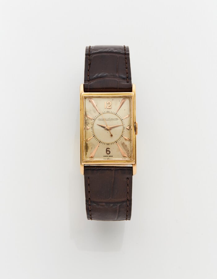JAEGER LECOULTRE - BRACELET MONTRE rectangulaire en or jaune et or rose (750).…