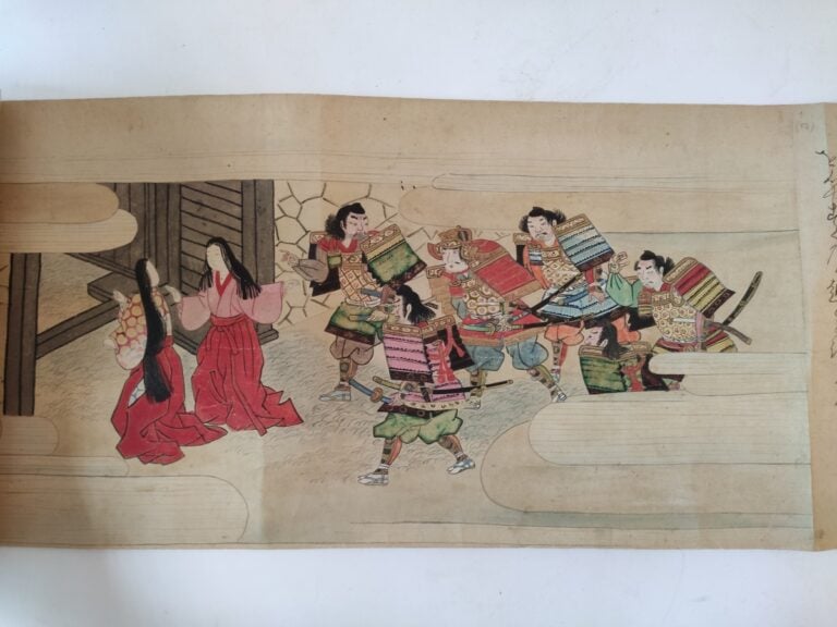 JAPON - Milieu Epoque EDO (1603 - 1868) - Deux rouleaux, encre polychrome sur p…