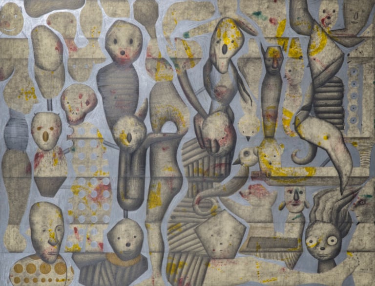 Javier PAGOLA (1955-) - Personnages, 1995 - Technique mixte sur papier, signée…