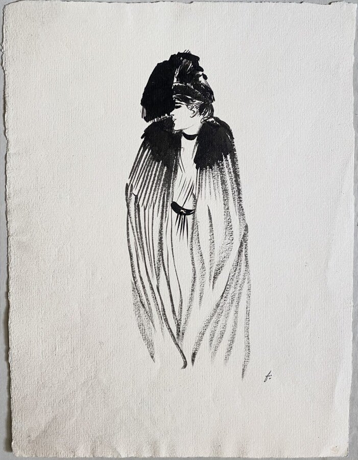 Jean-Louis FORAIN (1852-1931) - Femme près de son lit (l'invitation) - Encre su…