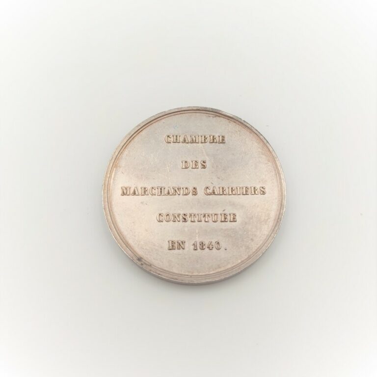 Jeton en argent de la chambre des Marchands Carriers, 1840, poinçon Corne (depu…