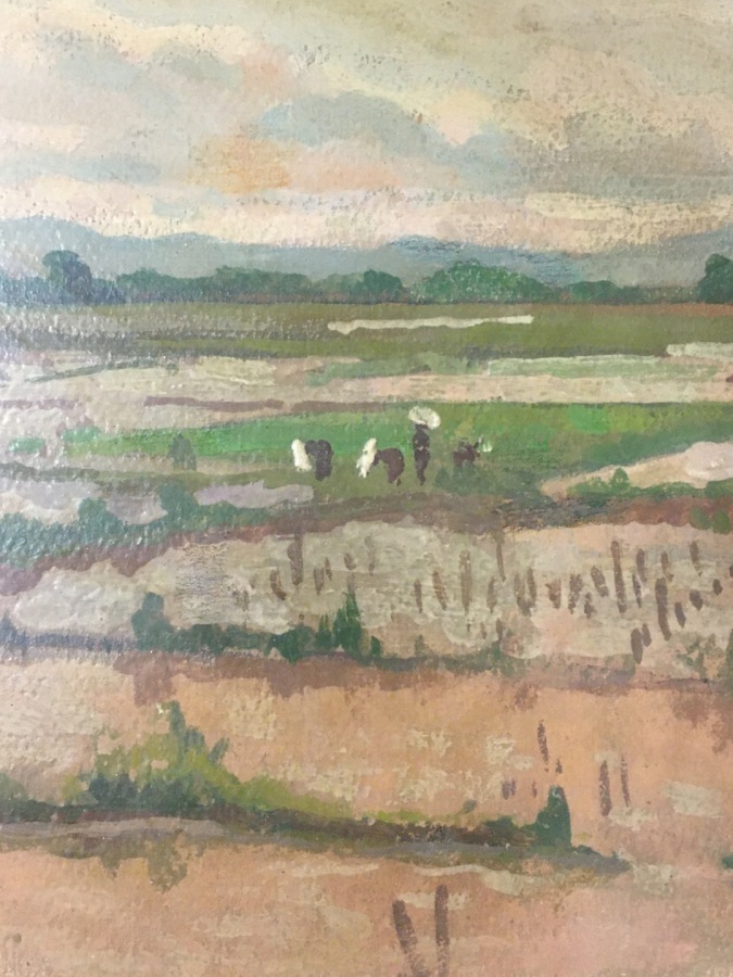 Jos-Henri PONCHIN (1897-1981) - Vue sur les rizières - Huile sur isorel - Signé…