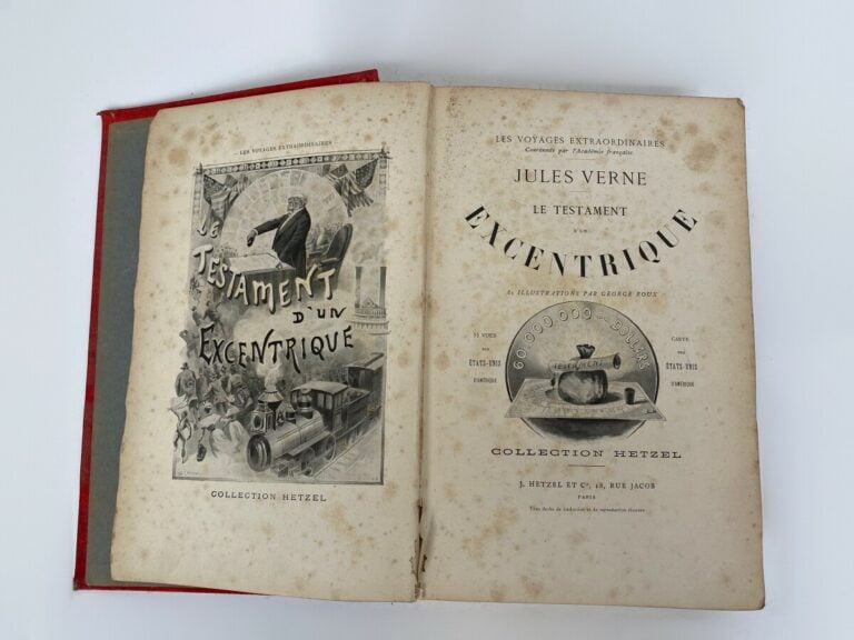 Jules Verne - Le testament d'un excentrique. Cartonnage au globe et à l'ancre -…