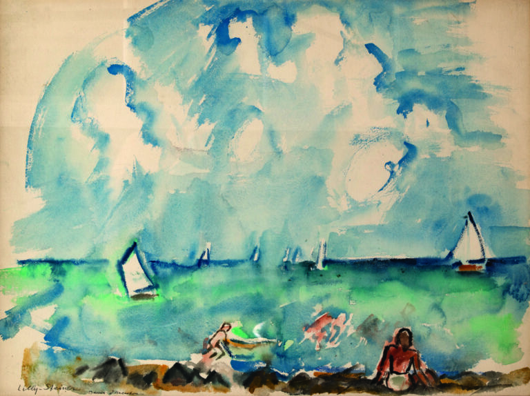 LILLY STEINER (1884-1961) - Bassin d'Arcachon - Aquarelle sur papier, signée et…