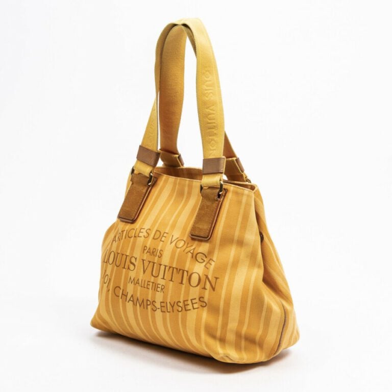 LOUIS VUITTON - 2012 - Cabas - Tote - - Toile rayée jaune, cuir - Orange stripe…