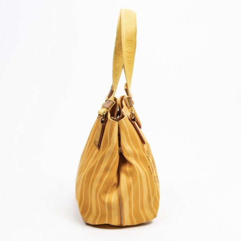 LOUIS VUITTON - 2012 - Cabas - Tote - - Toile rayée jaune, cuir - Orange stripe…