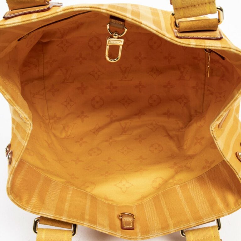LOUIS VUITTON - 2012 - Cabas - Tote - - Toile rayée jaune, cuir - Orange stripe…