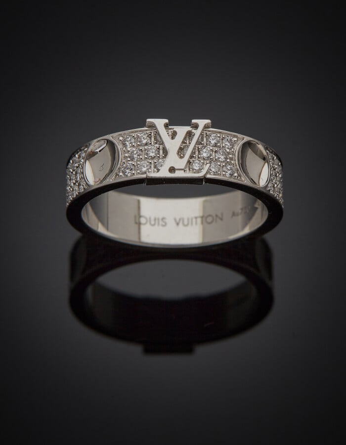 LOUIS VUITTON - ALLIANCE modèle "Emprunte" en or gris (750) pavé de diamants ta…