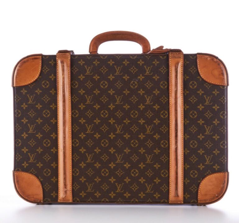 LOUIS VUITTON - VALISE "Airbus" en toile Monogram et cuir naturel, garnitures e…