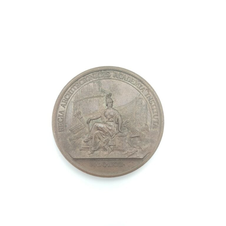 Louis XIV (1643-1715). Médaille en bronze par J. Mauger commémorant l'Académie…
