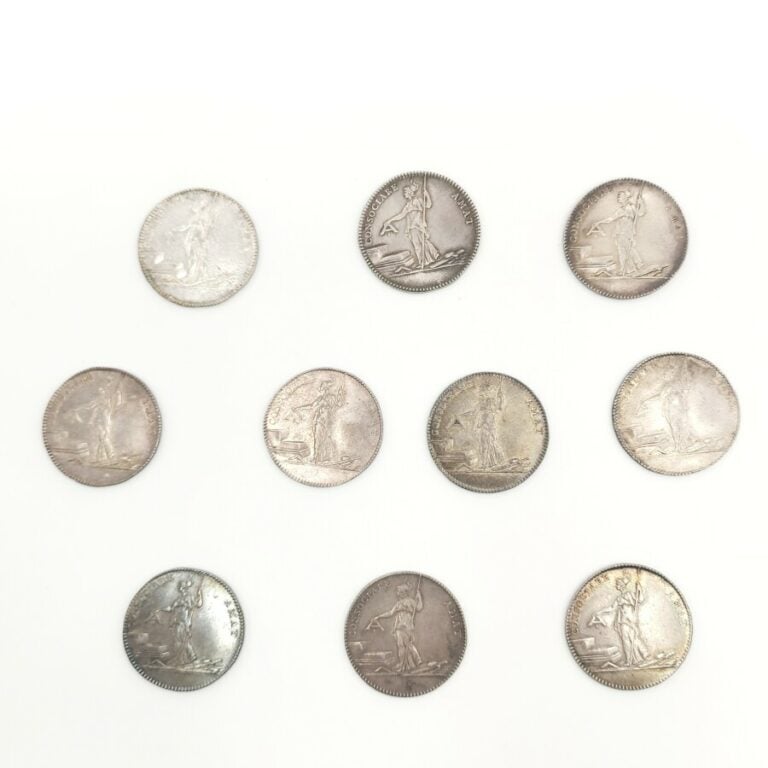 Louis XVI (1774-1791). Lot de 10 jetons de la Loge des Amis de la Liberté, non…