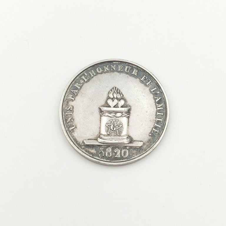 Louis XVIII (1815-1824). Jeton en argent de la Loge des Coeurs Unis de l'Orient…