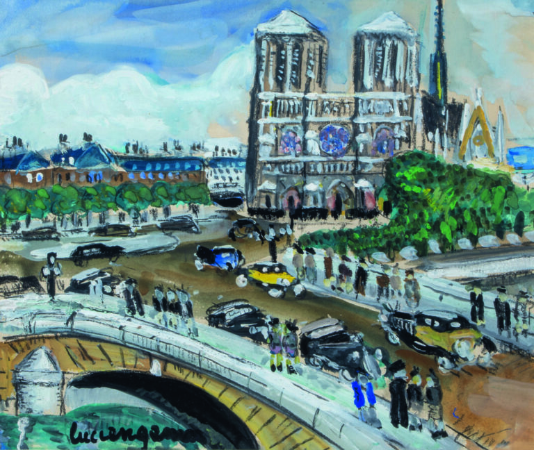 Lucien GENIN (1894-1953) - Cathédrale Notre Dame de Paris - Gouache sur papier…