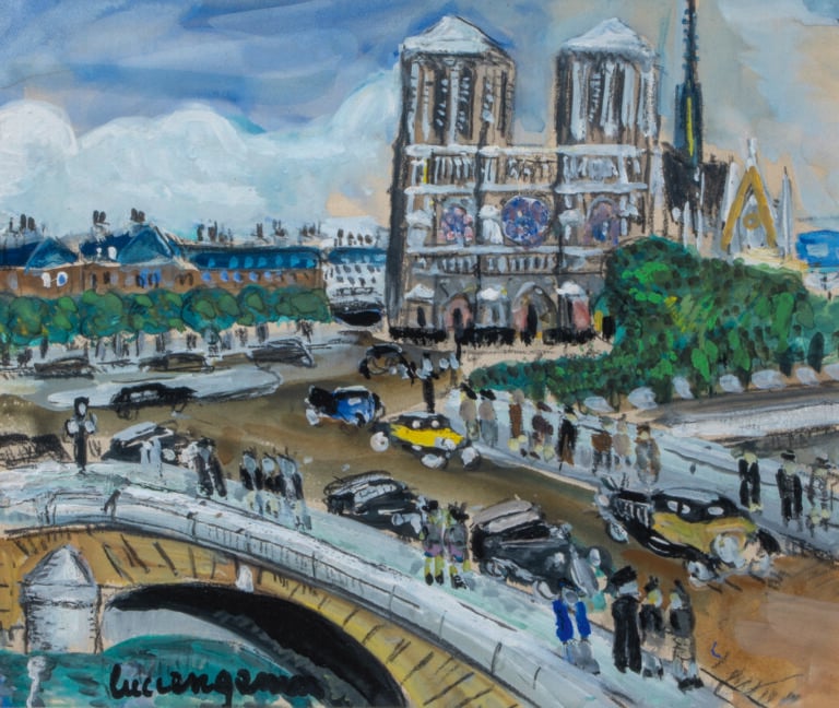Lucien GENIN (1894-1953) - Cathédrale Notre Dame de Paris - Gouache sur papier…