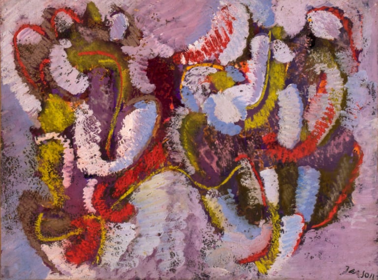 Marc JANSON (1930-) - Composition - Huile et technique mixte sur papier, marouf…