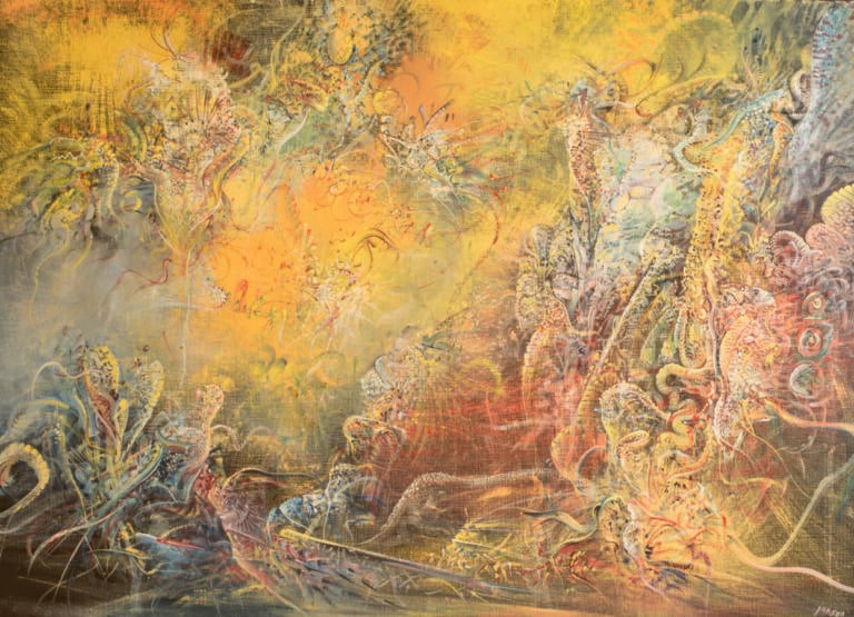 Marc JANSON (1930-) - Fleur barbare aux pistils en fagot, 1989 - Huile sur toil…