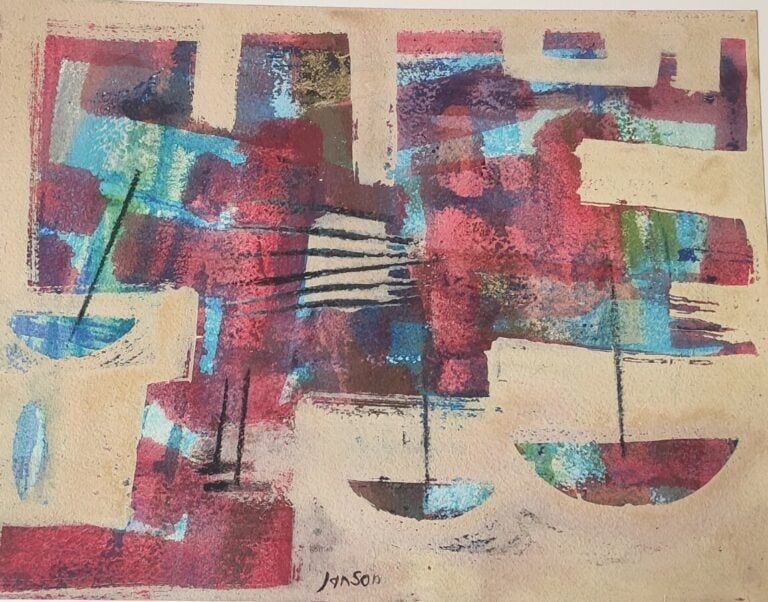 Marc JANSON (1930- ) - Port - Technique mixte sur papier, signée en bas au mili…