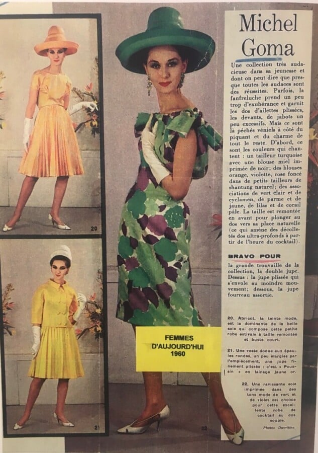 MICHEL GOMA HAUTE COUTURE - 1959 - ROBE DE COCKTAIL en satin de soie bouton d'o…