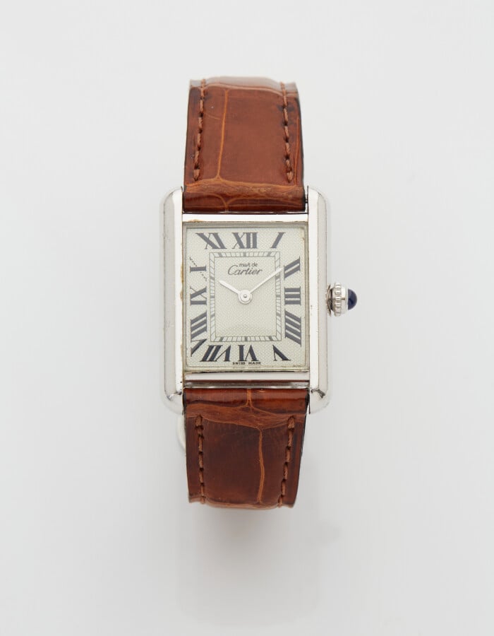 Must de CARTIER - BRACELET MONTRE rectangulaire modèle "Tank" en argent (925).…