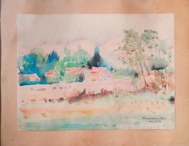 Mykola Vasyl KRYCEVSKY (KRYCHEVSKY) (1898-1962) - Paysage, 1940 - Aquarelle sur…