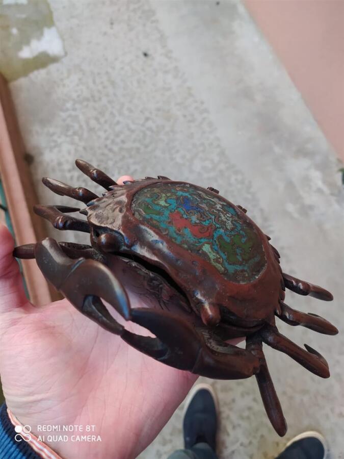 OKIMONO EN BRONZE A L'EFFIGIE D'UN CRABE / KANI - Japon, Taisho / Showa - Bronz…