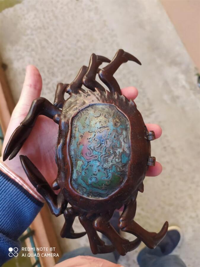OKIMONO EN BRONZE A L'EFFIGIE D'UN CRABE / KANI - Japon, Taisho / Showa - Bronz…