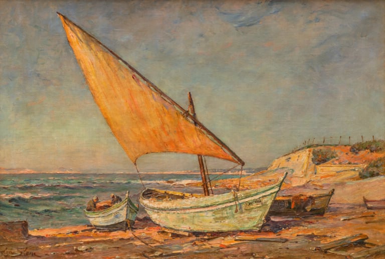 Olga SLOMCZYNSKI (Olga Slom) 1881-1941 - Plage de Montredon à Marseille - Huile…