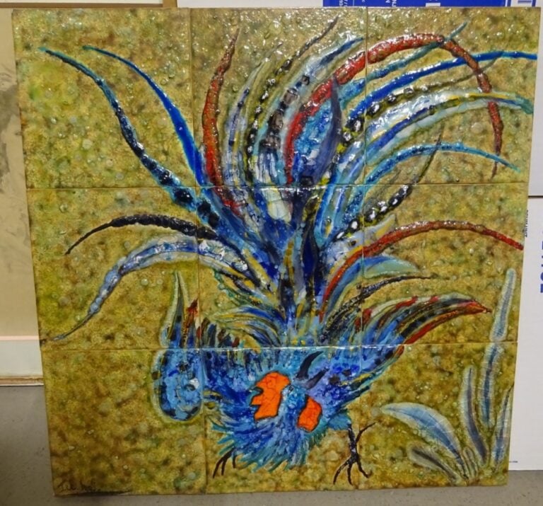 PANNEAU DE TUILES EMAILLEES - France, Moderne - Le coq - Composition émaillée s…
