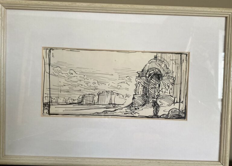 Pièce encadrée "Villa art nouveau", 25 x 20 cm + Marton TAKATS ""Paysage,10 x 2…