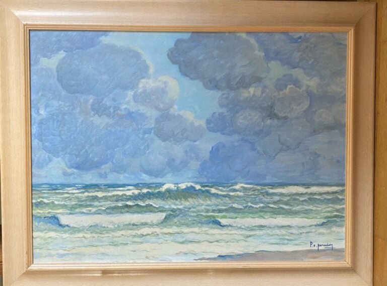 Pierre-Edmond PERADON (1893-1981) "Bord de mer". Acrylique sur carton, signé en…
